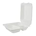 Houseables Take Out Food Containers, Takeout Clamshell Container, 100 Pack, White, 8x8 Inch, 3 Compartments,100% Disposable, Food Boxes to Go, Biodegradable Box, Restaurant Supplies, Microwavable