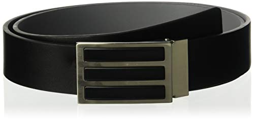 adidas Golf 3-Stripes Solid Reversible Belt, Black/Grey Heather, One Size