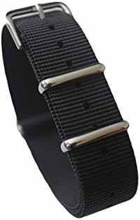 Watch Aficionado 24 - Watch Bands Straps - Choice Of Color 20mm Premium Heavy Duty Durable Ballistic NATO Nylon James Bonds Style Straps (Black, 20mm)