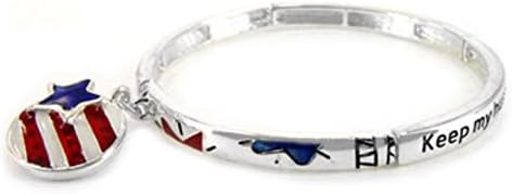Wife Stretch Bracelet D13 Military Keep My Husband Safe Silver Tone Inspirational