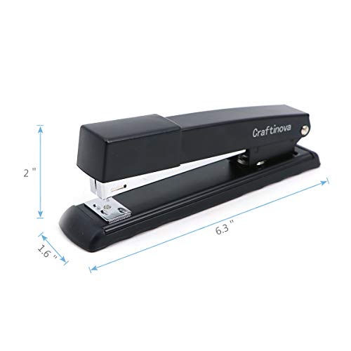 Craftinova Black Stapler for Home, Commercial Desktop Staplers, 20 Sheet Capacity,give Away 2000 Staples and a Nail Puller,3 Pack