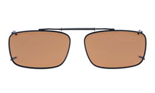 Eyekepper Metal Frame Rim Polarized Lens Clip On Sunglasses 2 1/8"x1 5/16" Brown Lens