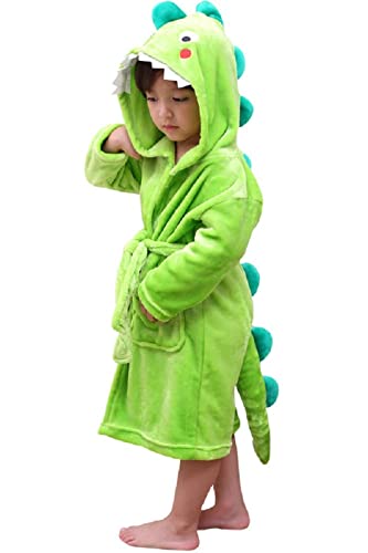 LOLANTA Boys' Girls' Hooded Bathrobe Soft Animal Plush Robe Kids Sleepwear Dressing Gown Gift 2-8 Years