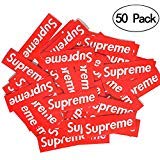 Sticker [50 PCS, 3.5 x 1.2 inch Box Logo] Waterproof Vinyl Supreme Stickers for Laptop, Car, Helmet, Skateboard, Luggage.