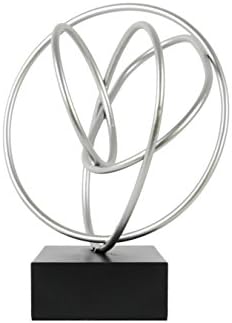 Urban Trends Collection 32177 2 Piece Iron Abstract Swirl Table Top Decor with Silver Coated Rectangular Base44; 9.75 x 8.25 x 13.00 in.