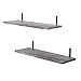 Under.Stated Wall Mounted Shelf with Towel Bar, Removeable Hooks for Kitchen Bathroom Organizer Spice Rack (Grey)