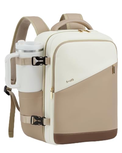 COOLIFE Ryanair Travel Backpack for Wizz Air, Eurowings Water Resistant Weekend Travel Backpack (40x30x20, 24L), Khaki+Brown, Ryanair Travel Backpack 40 x 30 x 20 cm