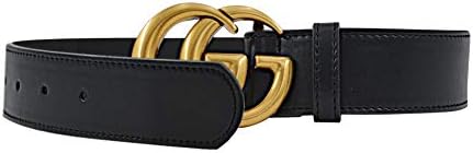 Women’s Belt Fashion Leather Belts Matte Gold Buckle Belts for Pants Jeans Shorts Dresses