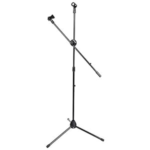 Juarez JRZ50MS Microphone Boom Mic Stand Rack, 3 Leg, Angle Roller, Dual Mic Holder