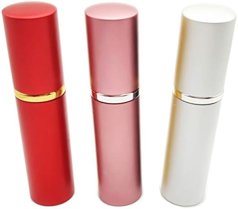 Atomizer Small Partition Bottle Mist Blowing Container Alcohol Lotion Perfume Liquid Refill Glass Aluminum Cover 0.3 fl oz (10 ml) Set of 3 (0.3 fl oz (10 ml) Sakura Silver Red