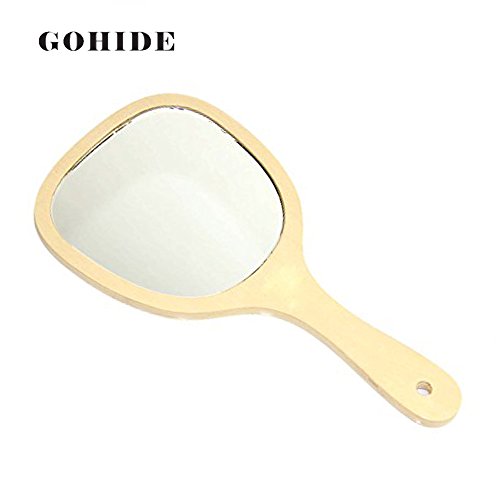 image for Gohide 1pcs European Style Handmade Wooden Handle Mirror Wood Frame Po