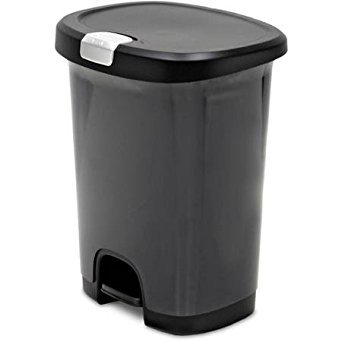 Hefty 7-Gallon Textured Step On Waste Can with Lid Lock and Bottom Cap