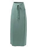 A2Y Drawstring Waist Side Pockets Rayon Maxi Skirt