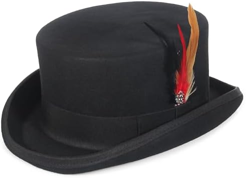 Differenttouch 100% Wool Felt Top Hats Victorian Style Made Hatter