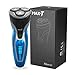 MAX-T 3D Rechargeable 100% Waterproof IPX7 Electric Shaver,Wet & Dry Rotary Shavers for Men Adapter Charger Mens Electric Razors with Pop-up Trimmer, Blue