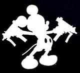 Mickey Mouse Uzi Guns Decal Vinyl Sticker|Cars Trucks Vans Walls Laptop| WHITE |5.5 x 4.75 in|CCI789