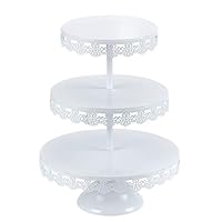 VILAVITA 3-tier Round Cupcake Stand Dessert Tower Iron Cupcake Holder Display Stand for Wedding Birthday Party Celebration, White