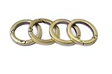 Bobeey 4pcs Round Carabiner Metal Spring Key Ring,Spring Snap Hooks Clip,Spring Keyring Buckle,Flat O Ring for Purses BBC40-20-Brushed Brass