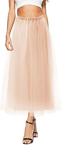 DittyandVibe Womens High Waist Pleated Sheer A-Line Tulle Skirts