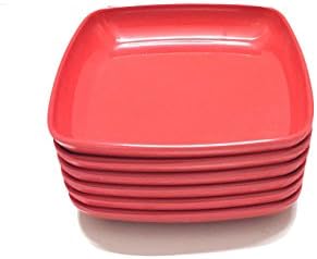 Renu Wears Square Melamine Dinner Half Plates Set 0f 6 (Dessert,Cake,Namkeen,Sweet)