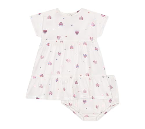 Petit Bateau Baby Mädchen Kurzarmkleid und Bloomer A0clg, Ecru/Mehrfarbig, 24 Monate