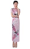 Women Vintage Peacock Short Sleeve Long Qipao Dress Chinese Clothing