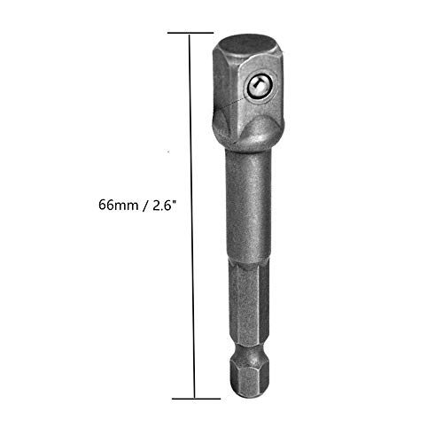 Autoly 1/4 Hex Shank 3/8 Square Socket Adapter Bit Set Impact Driver Power Bits for Automotive DIY,Pack of 5