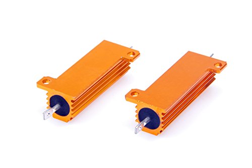 LM YN 2 Pcs 50 Watt 100 Ohm 5% Wirewound Resistor Electronic Aluminium Shell Resistors Gold Suitable For Inverter, LED lights, Speakers, Frequency Divider, Servo Industry And Other Industrial Control
