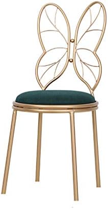 Family History Butterfly Tie Change the shoe bench, Nordic style Gold Princess Dressing table Makeup chair Individual Backrest Dining chair Household Decoration Furniture 90CM,Green