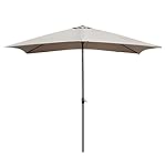 Le Papillon 6.6" x 10" Rectangular Patio Umbrella Aluminum UV Protection Market Umbrella, Gray