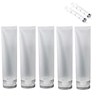 LIGONG 20PCS Empty Plastic Squeeze Tubes Cosmetic Containers Refillable Plastic Tubes Travel Bottle FREE 2PCS 30ML Syringe (20Pcs-50ml)
