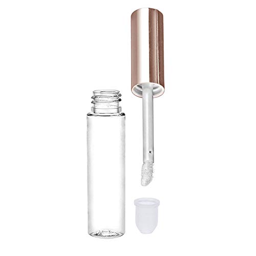 30 Plastic PET Lip Gloss Bottles 10ML Balm Container Clear Stopper Rose Gold Lot