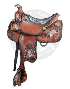 ME Enterprises Premium Leather Western Barrel Racing Adult Horse Saddle 14″ to 18″ Inches Seat (16″ Inches Seat)