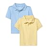 The Children's Place Baby 2 Pack and Toddler Boys Short Sleeve Pique Polo, Brook/New Yellow, 5T