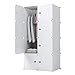 KOUSI Dresser Small Closet Wardrobe Drawer Storage for Clothes Small Wardrobe Storage for Small Spaces Clothes Storage Dresser, Capacious Customizable, White, 5 Cubes 1 Hanging Clothes