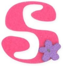 Applique Felt Letters - S - (£1.10 per letter) - pink felt letters with flower detail (uk-4-S 25mm)