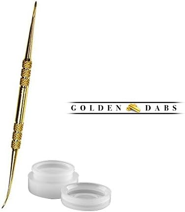 StayGolden Dab Scrape Stainless Steel Tip 4.75inch Dabbing Wax Carving Tool With Non-Stick Food Grade Silicone Dab/Wax/Oil Containers Non Stick Multi Use Storage Jar