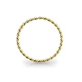 9KT Solid Yellow Gold 22 Gauge ( 0.6MM ) - 5/16 ( 8MM ) Length Seamless Continuous Twister Hoop Nose Ring Nose Jewelry