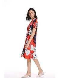 Vestido suelto Acecred Milleco Casual con estampado floral y color rojo, blanco y negro