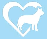 Heart with Heeler, Australian, cattle dog, pet, canine, best friend, puppy love, white vinyl decal, sticker, label for car, window, computer, iPad, wall, etc.