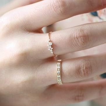 Simple 18k Gold Color Rings for Teen Girls Class Heart White Sapphire Studded Eternity Wedding Ring 925 Sterling Silver Engagement Stackable Diamond Rings Women Fashion Jewelry(Gold,6) - Image 3