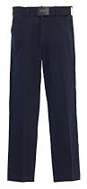 Gioberti Boys Belted Flat Front Twill Pants, Navy, 4