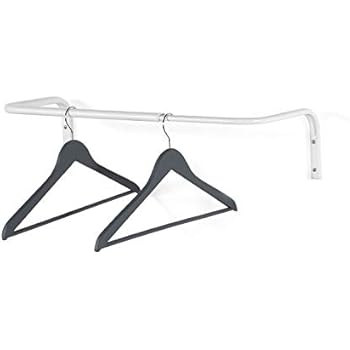 brightmaison Wall Mounted Adjustable Durable Steel Clothes Rack Drying and Hanging Closet Bar Rail Organizer (White)