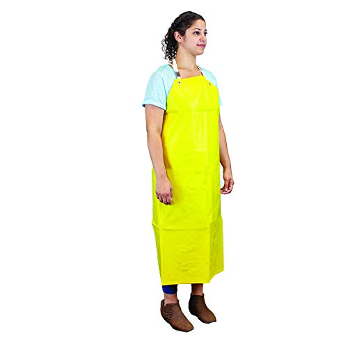 SAFE HANDLER Heavy Duty Nitrile Industrial Bib Apron, Chemical and Oil Resistant (Yellow)
