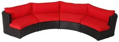 Outdoor Patio Furniture Sofa Sectional Wicker Round Resin Couch Set (B+G)