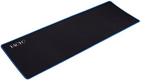 YAOYO Huge Gaming Mouse Pad Stitched Edges Waterproof Ultra Thick 4mm Silky Smooth 35.4 X 11.8 inch (Black + Blue)
