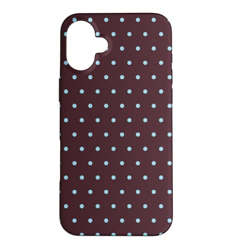 Elegante Brown and Blue Polka Dot Minimalist Pattern Case for iPhone 16 Plus