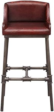 Home Fare Brandon Industrial Leather Barstool