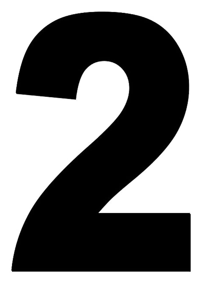 Merriway BH04430 (4 Pcs) Black Vinyl Stick-On Wheelie Bin Post Box Crate Dust Bin Numbers 50mm (2 inch) Number 2 - Pack of 4 Pieces