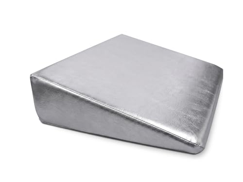 QUIRUMED WELLCORE Coussin de Massage en Similicuir déhoussable avec Rembourrage en Mousse pour Yoga et Fitness Argenté 40 x 55 x 13 cm